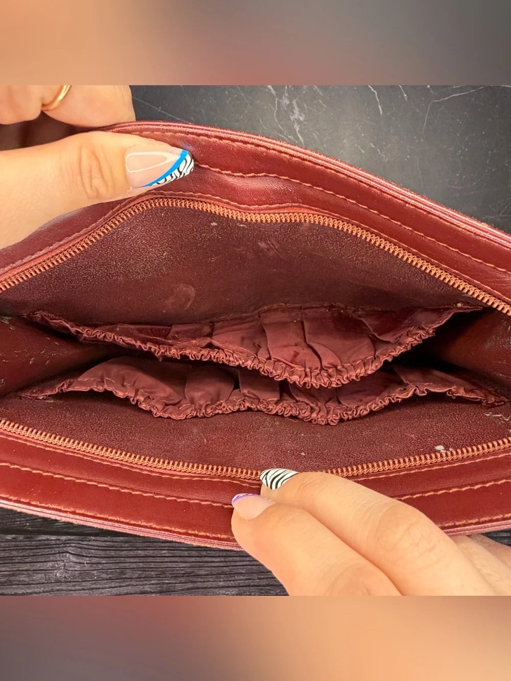 Cartier Vintage Bordeaux Leather Cosmetic Bag Toiletry Pouch COA & Dust Bag